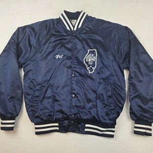 Men's Navy Blue Varsity Jacket with Embroidered Logo‎